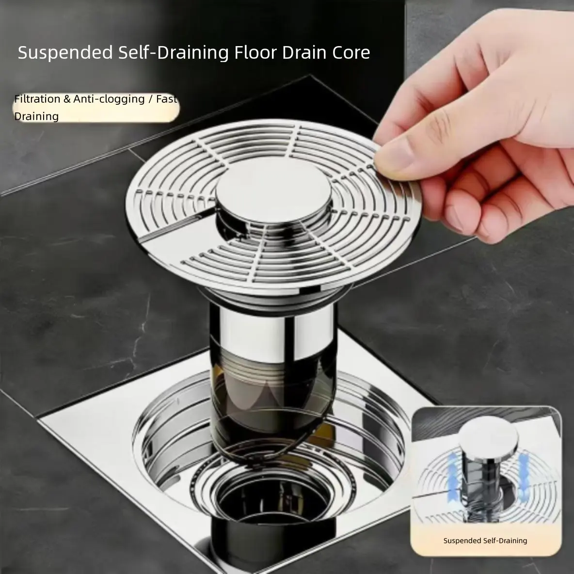Universal Drain Cover for Bathroom, Hair Filter Net, Odor-Proof Seal, Suitable for All Types of Drains, Easy Installation, Durable Design
