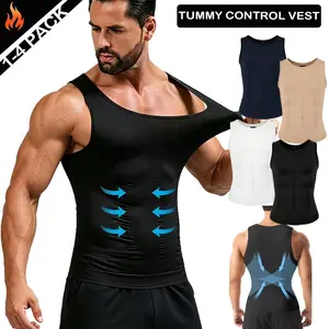 1/2/3 Pack Menswear Compression Vest Tank Top Underwear Sleeveless Breathable Tummy Control  Stretchy Sports Soft Suits Fitted Shirt Chest Protector