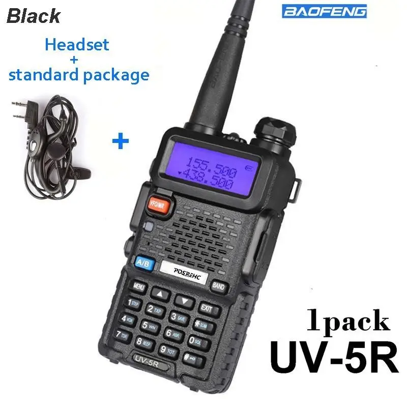1PCS  Baofeng UV-5R walkie-talkie, 5W amateur handheld UV5R dual-band dual-segment USB rechargeable two-way radio, equipped with an 1800mAh lithium-ion battery and headset, suitable for outdoor sports, hunting, camping, emergency use, and survival gear, s