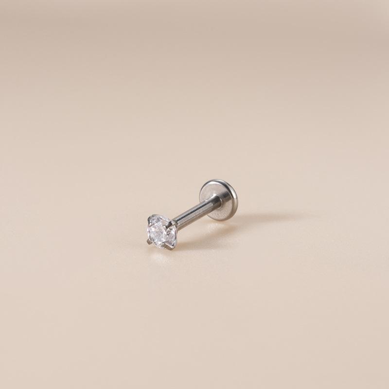 16G G23 Titanium 4-Prong CZ Internally Threaded Labret Set, ASTM F136 Titanium Lip Piercing Jewelry, Hypoallergenic Internally Threaded Nose Studs for Women Men