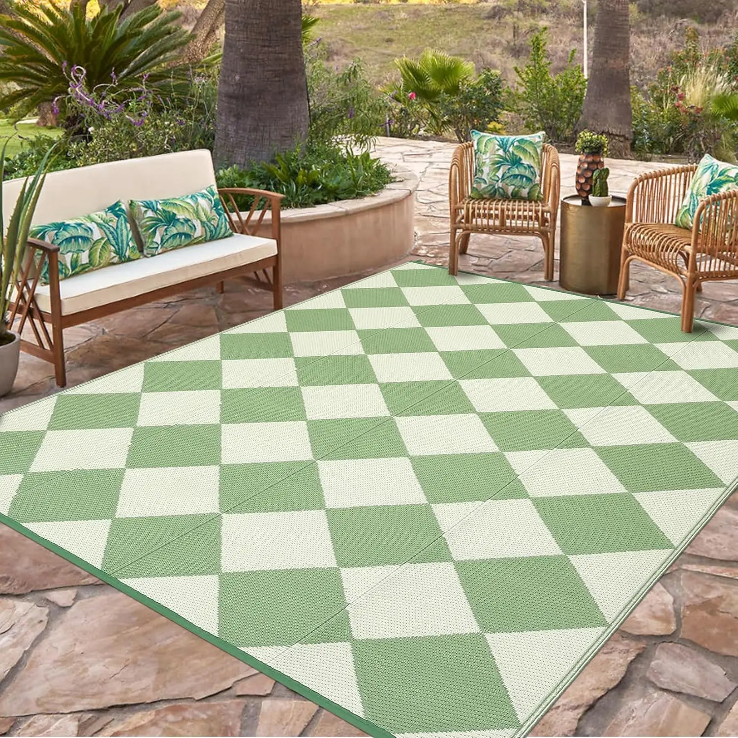 Outdoor Rug Waterproof Mat Reversible Outdoor Plastic Straw Rug Patio Rugs Camping Rugs Portable Outside Mat for RV Porch Balcony Backyard Picnic Beach