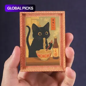 1PC Cute Cat Kitty Eating Noodles Refrigerator Magnet, Fun Animal Fridge Magnet, Cute Magnets, Home Decor, Perfect Holiday Gift, Adorable Kitchen Accessory, Refrigerator Decorating Magnet #GLOBAL PICKS