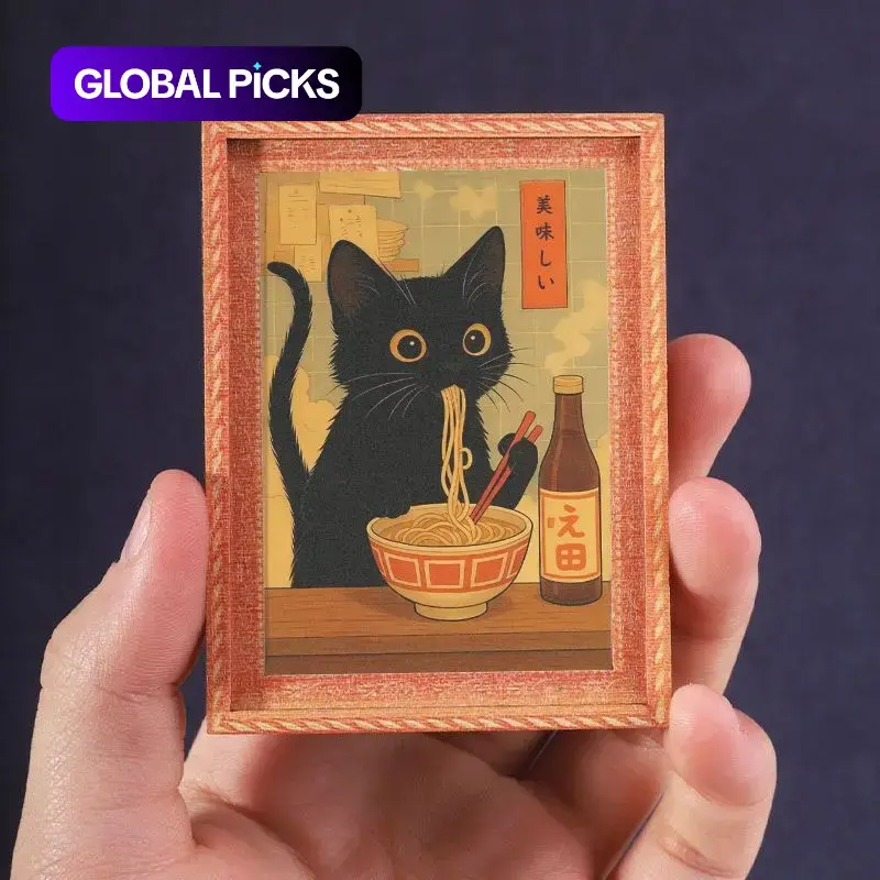 1PC Cute Kitty Eating Noodles Refrigerator Magnet, Fun Animal Fridge Magnet, Home Decor, Perfect Holiday Gift, Adorable Kitchen Accessory, Cute Fridge Magnets #GLOBAL PICKS