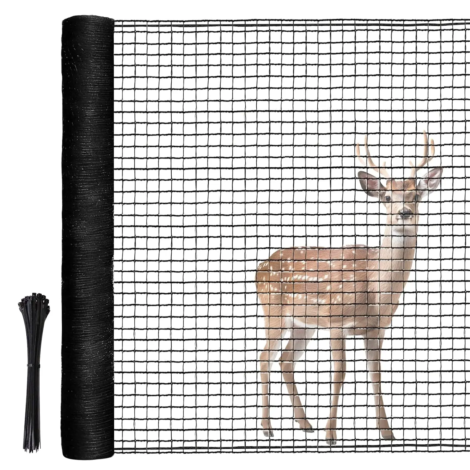 2.6x50 FT HDPE Plastic Temporary Garden Fence - Outdoor Weatherproof Black Animal Guard Mesh, Protects Fruit from Dogs, Chickens