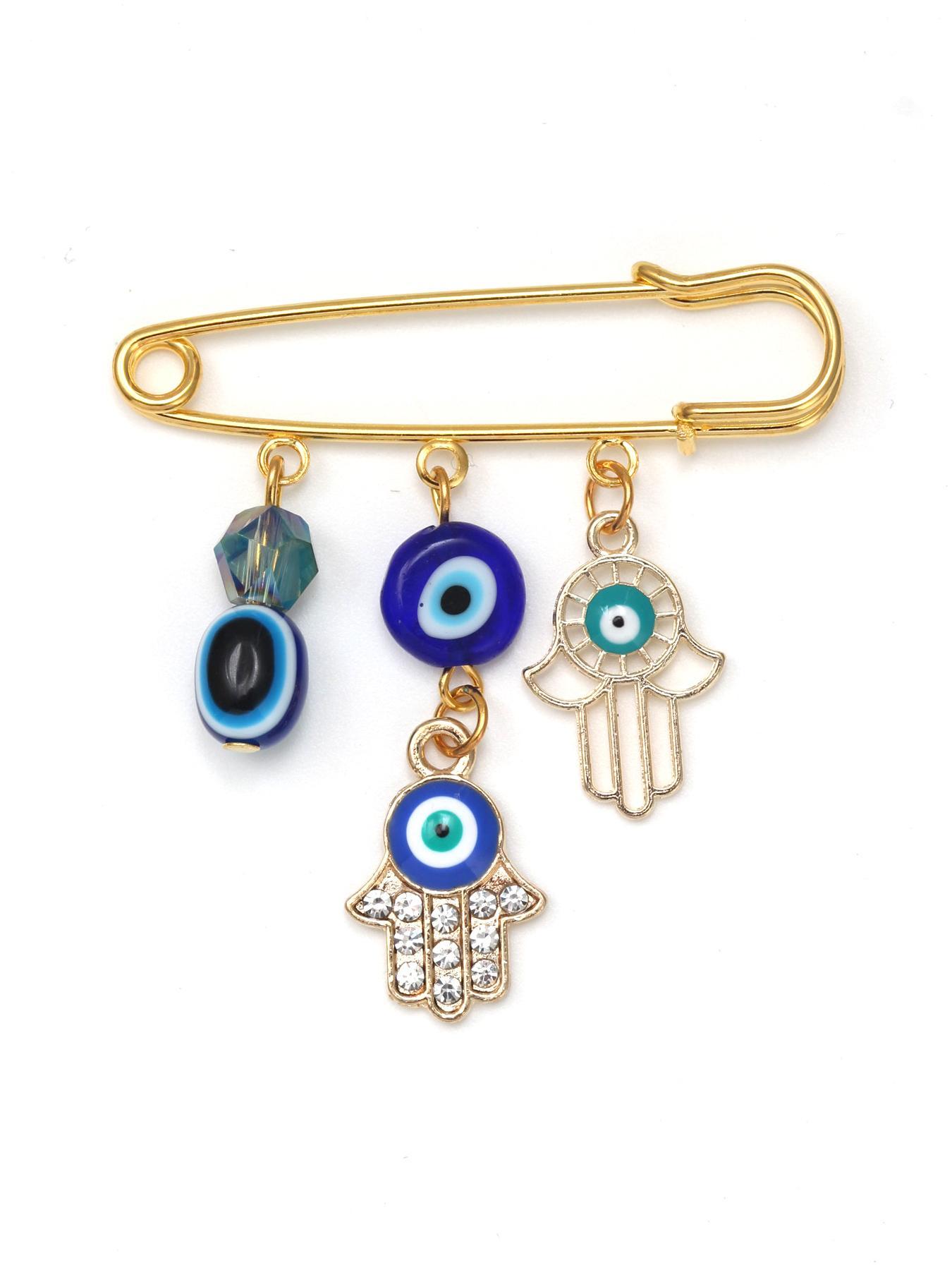 Evil Eye Design Brooch, Rhinestone Decorated Hollow out Design Clothes Brooch, Fashion Accessories for Women & Men, Trendy All-match & Exquisite Brooch for Birthday Gift, Jewellery