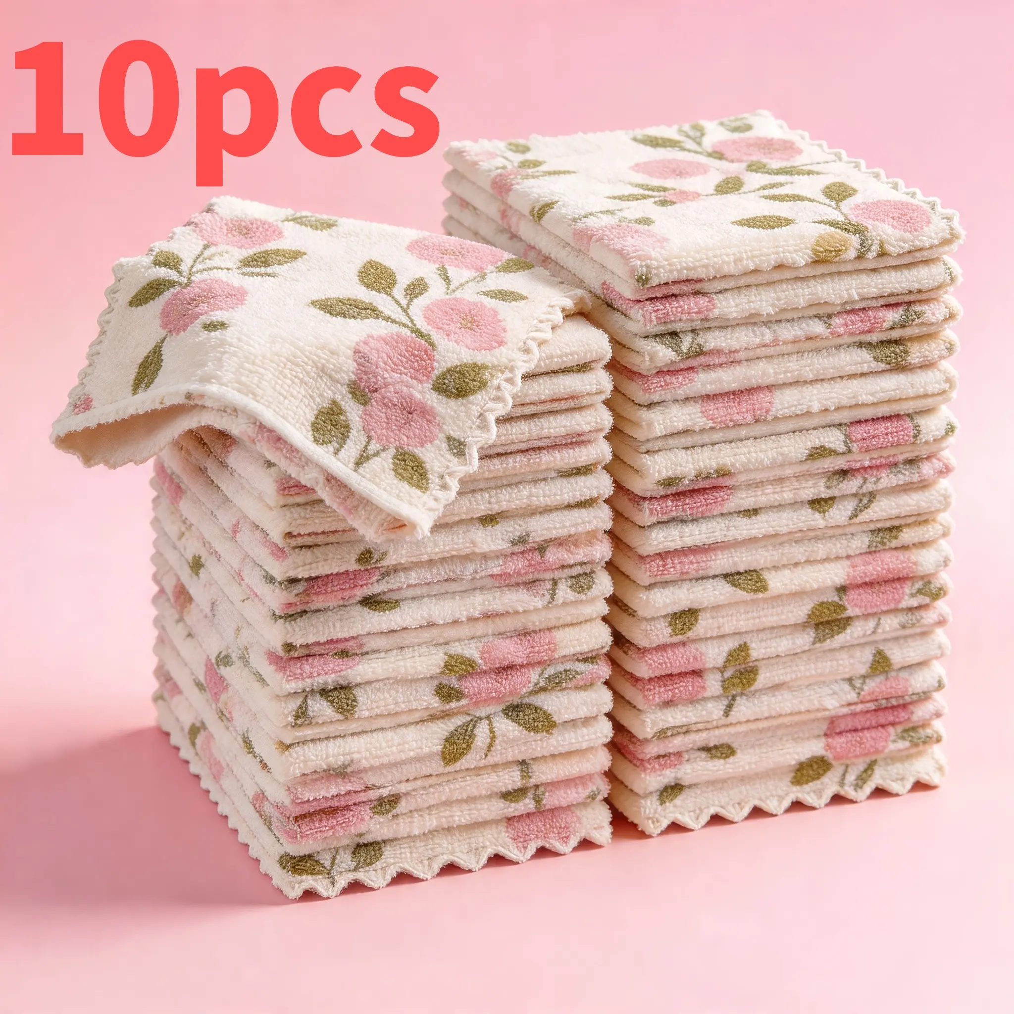 10-pack coral fleece cleaning towels, Multipurpose Absorbent Cloth, suitable for kitchen, bathroom, car washing, super absorbent, quick-drying, reusable wipes, with coral powders