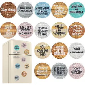 16 Pcs Diamond Art Magnet Kits Diamond Painting Magnets DIY for Adults Crafts Refrigerator Painting Stickers Kits for Gifts Home Decor(Inspirational)fidget toys