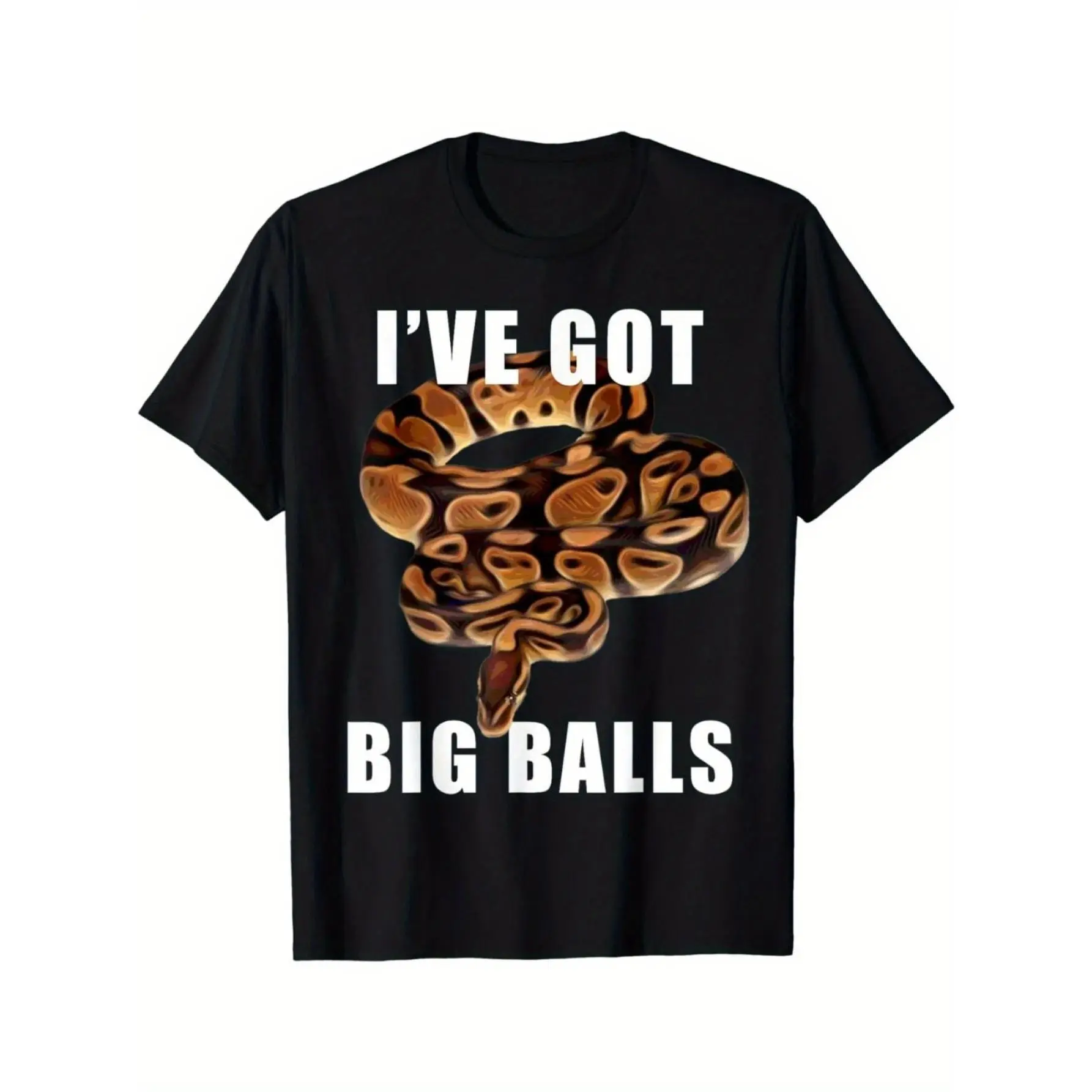 180gFun "I Have Big Ball" Ball Python T-Shirt - 100% Cotton Casual Short Sleeve Shirt with Snake Graphic, Round Neck Tee for Reptile Enthusiasts & Python Lovers