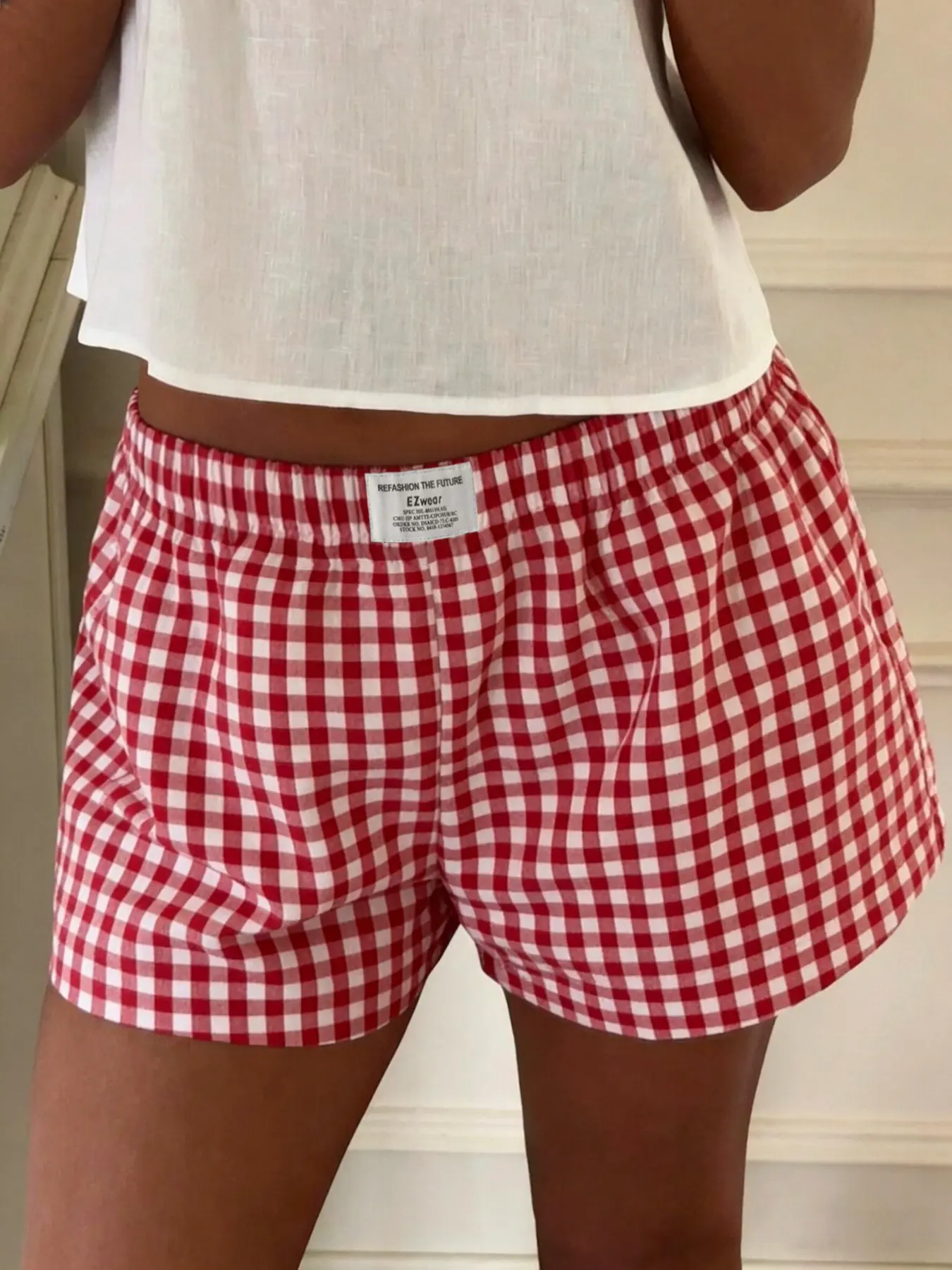 Women's Summer Lightweight Classic Plaid Oversized Shorts, Y2K Sweet Style Essential, Casual Loose-Fit, Perfect for Beach Vacations, Daily Wear