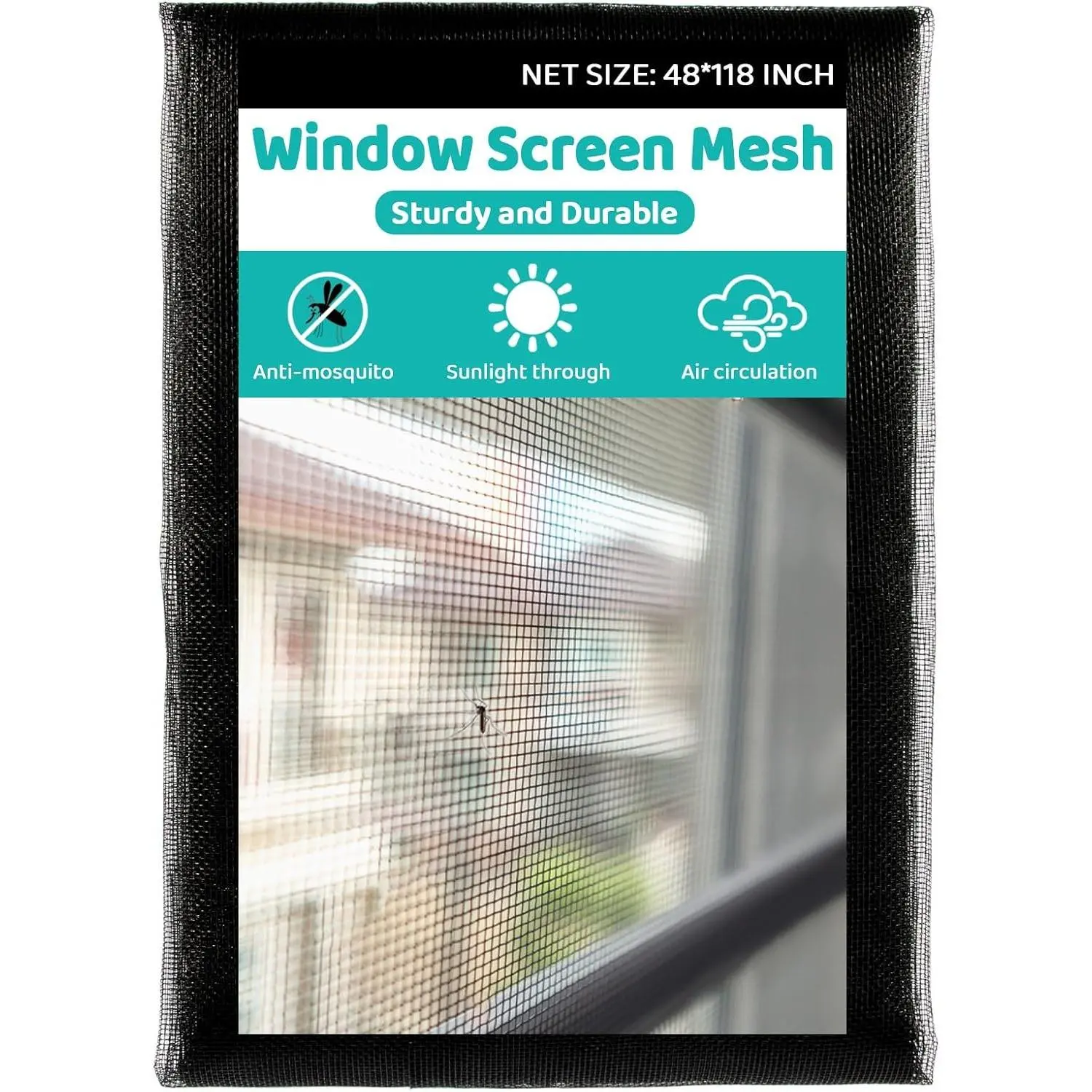 48 * 118 Window Screen Mesh - Door Screen  Mesh Fiberglass Screen Mesh Window Net Screen for Patio Porch Door Windows Net Screen