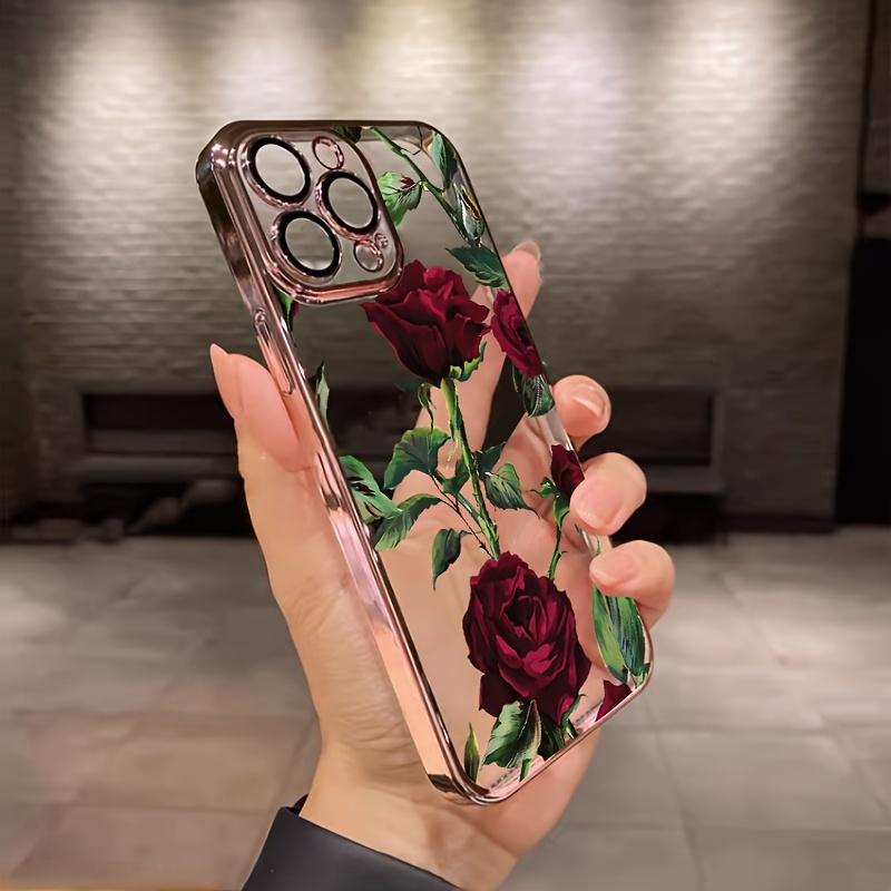 Flaming Rose Pattern Mobile Phone Protective Shell - Full Lens Protection, Anti-Scratch, Anti-Fingerprint, Compatible with iPhone X, XS, 11, 12, 13, 14, 15, 16 Pro Max/Plus, Shockproof Non-Slip Classic Hybrid Casing Protector Screen Protector
