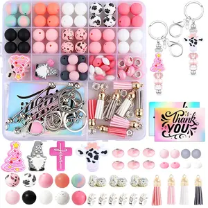 107pcs Silicone Beads for Keychains & Bracelets, 12mm & 15mm Sizes, DIY Craft Supplies, DIY Craft Embellishments, Decorative Accessories, DIY Beading Accessories, DIY Jewelry Making