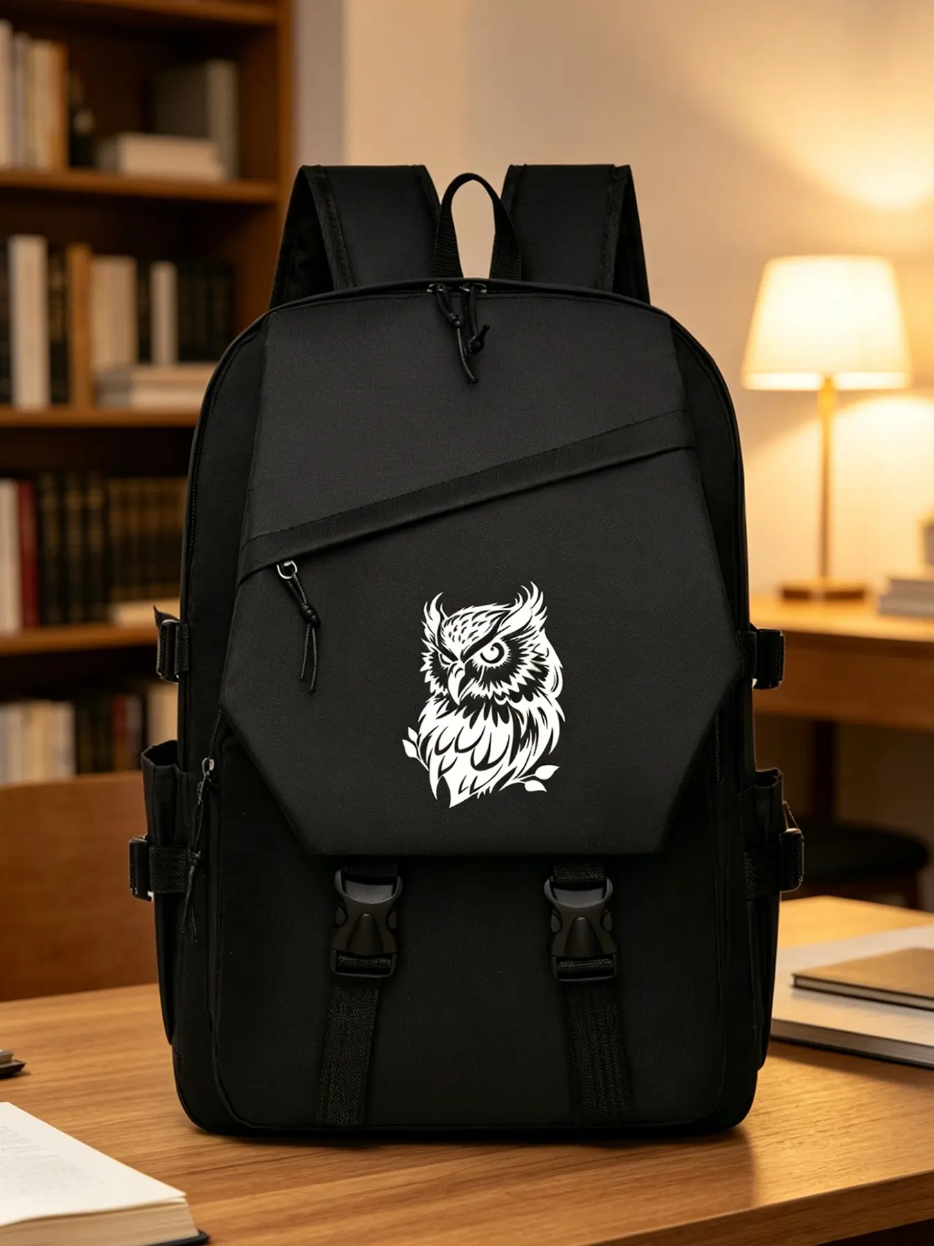 Men's Fashion Owl Printed Backpack, Casual Laptop Computer Backpack, College Laptop Backpack, Casual Daypack Backpacks, Large Capacity Lightweight, Ideal for Campus, Daily Use, Streetwear, Outdoor Activities