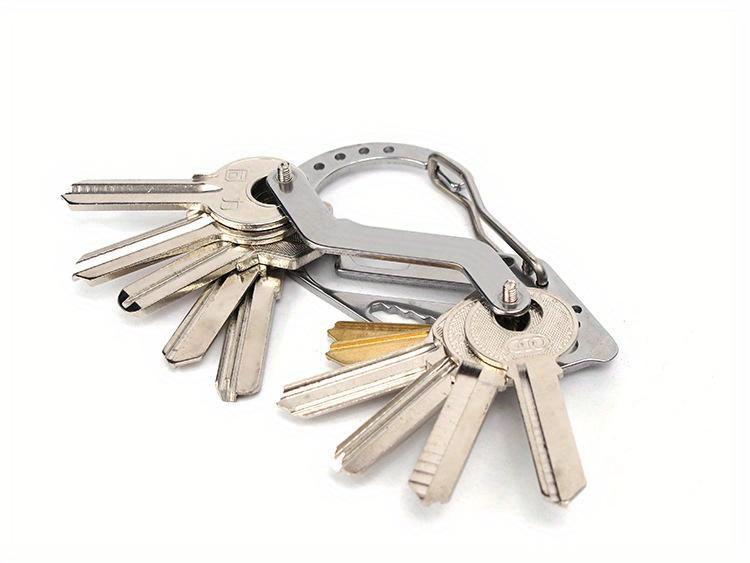 Stainless steel multi-function keychain with screwdriver and bottle opener, ideal for camping equipment, ideal for outdoor daily carry