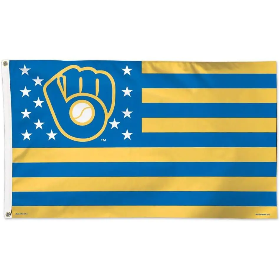 WinCraft MLB Milwaukee Brewers Deluxe Flag 3' x 5' Baseball Team Banner Indoor Outdoor Home Garden Wall Decor