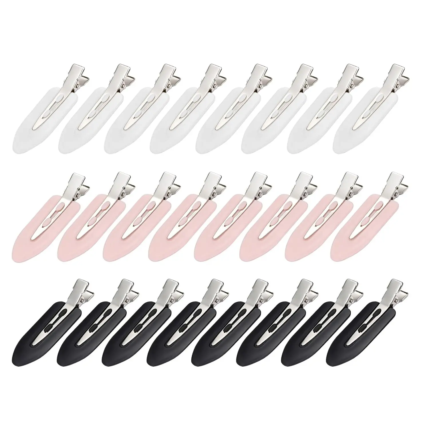 24 count Creaseless Hair Clips for Women Makeup, Black//White | No Bend No Crease,  Flat Hair Barrettes for Fixing Bangs Bangs, Finger Waves, Salon Hairstyling Hairdressing