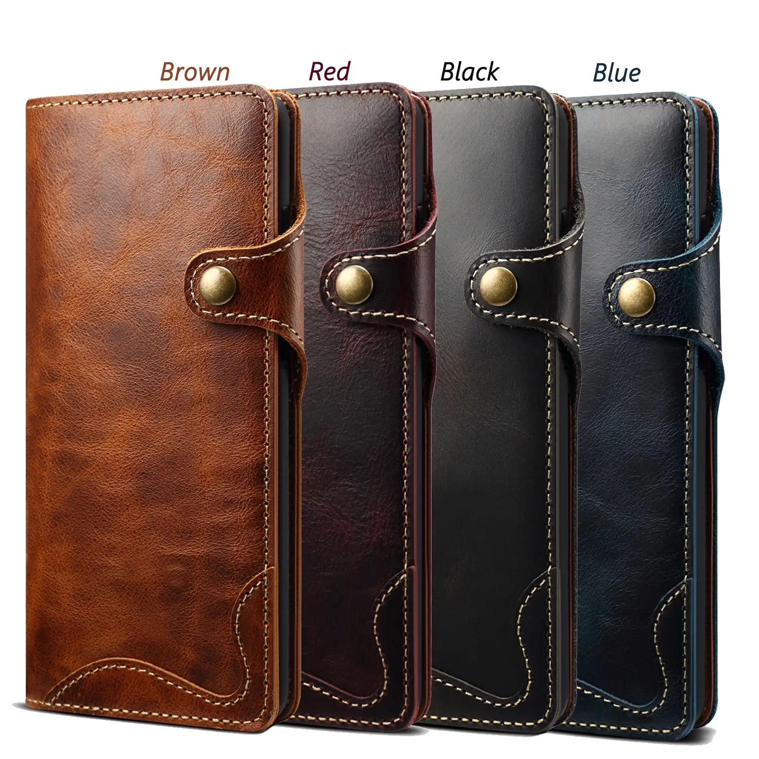 Compatible with S26 Ultra/S25 Plus/S24 FE/S9/S8/Note10 Plus | Flip Wallet Card Holder Shockproof Full Cover Case With Hand Strap HNZ0257