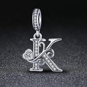 Silver Letter Charm Fit for Pandora Charms Bracelet Alphabet Initial Dangle Charms Beads Jewelry Gifts for Women