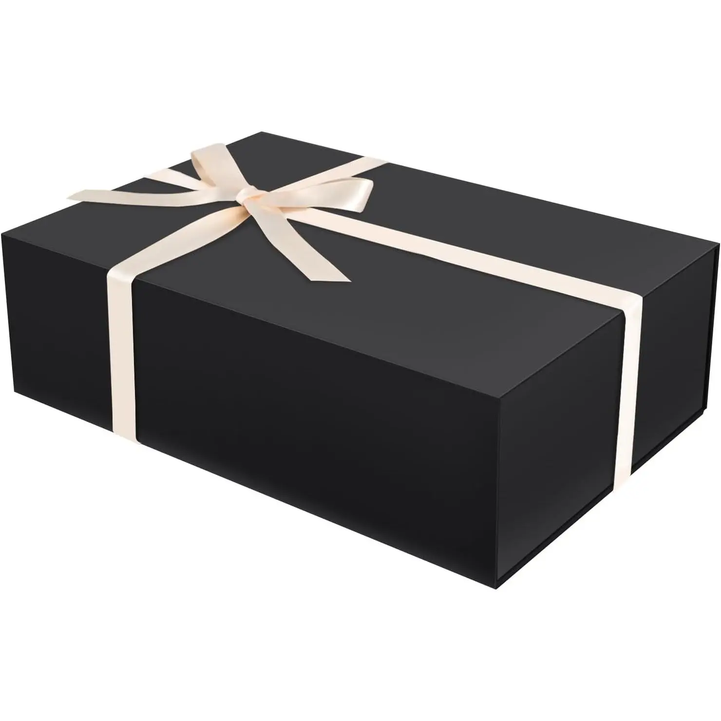 Black Gift Box 13.8"x9.1"x4.3" Large Gift Boxes for Presents with Magnetic Lid, Ribbon, Collapsible Boxes for Valentine's Day Mother's Day Christmas Birthday Wedding