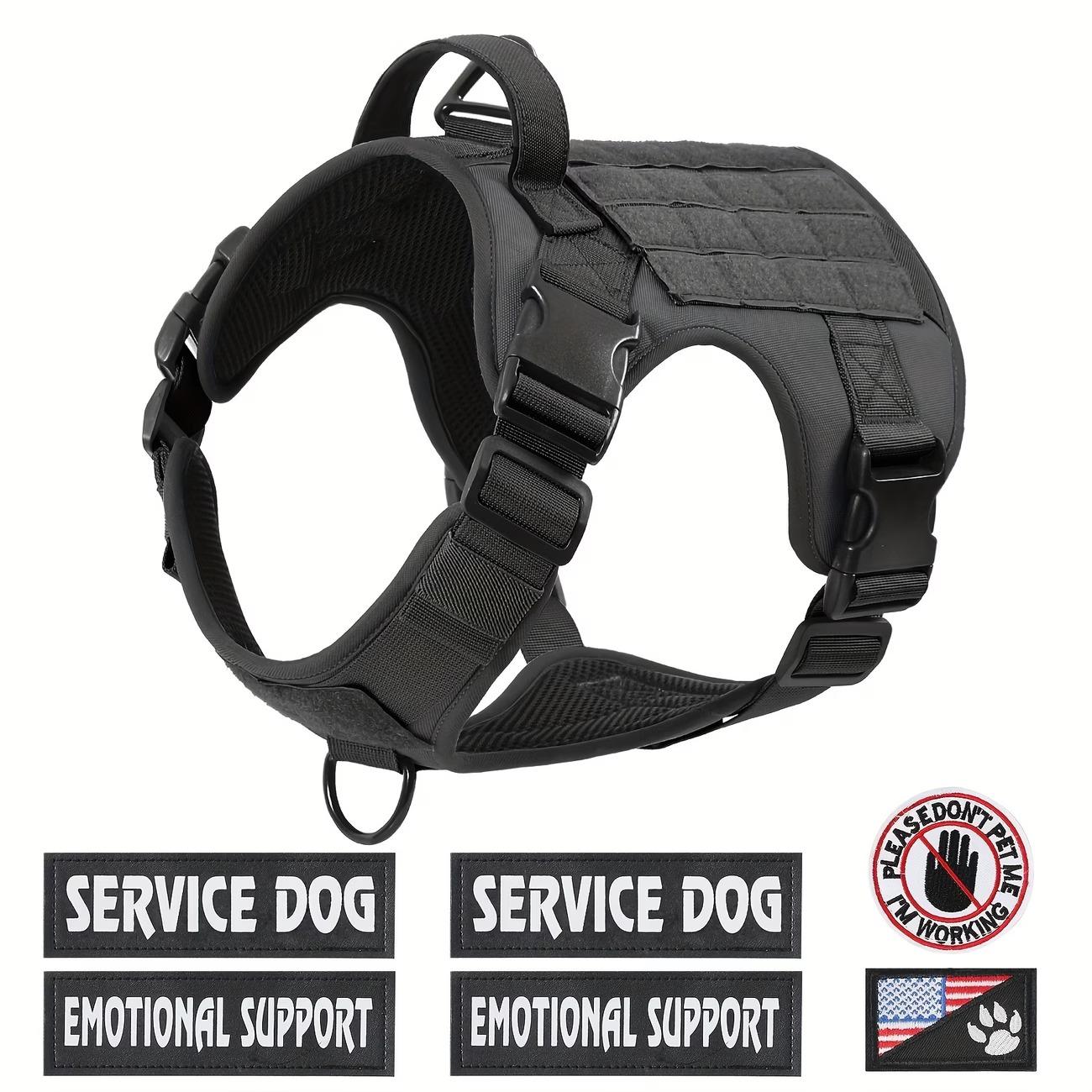 Tactical Dog Harness for Small Medium Large Dogs No Pull Adjustable Harness Training Easy Control Pet Vest with patches set Reflective Working Training