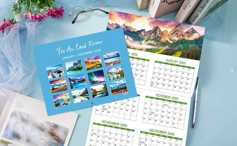 2026 Wall Calendar - 2026 Bible Verse Calendar, 12 Monthly Wall Calendars, Jan. 2026 - Dec. 2026, 11" x 8.5", Wall Calendar 2026 with Unruled Blocks and Thick Glossy Paper, Bible Quotes