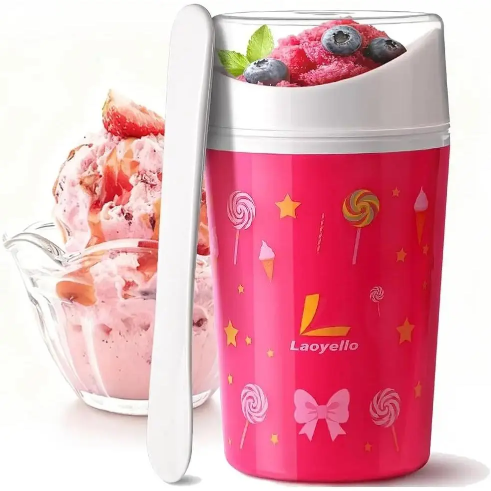 DIY Slushie Cup,Quick Frozen Homemade Single-Serving Slushies,Magic Quick Frozen,Double Layer Squeeze Cup Slushy Maker for Friends Family, BPA-free (Pink)