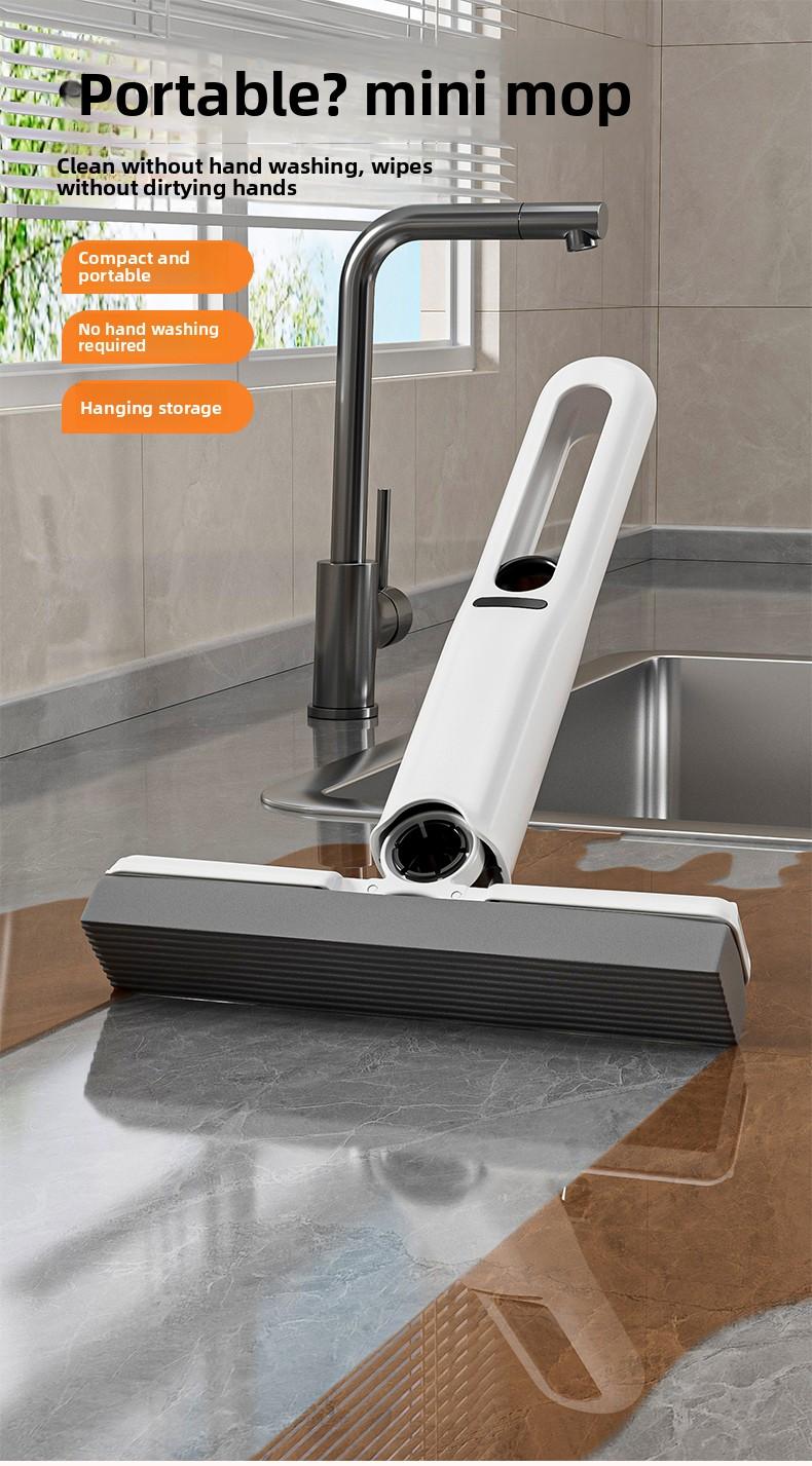 Mini Lazy Mop No-Wash Sponge Mop for Home & Kitchen Portable Cleaning Small Mop Hands-Free Design Strong Water Absorption Remove Stains and Stains One Drag and Clean One-Handed Grip Clean and Hands-Free