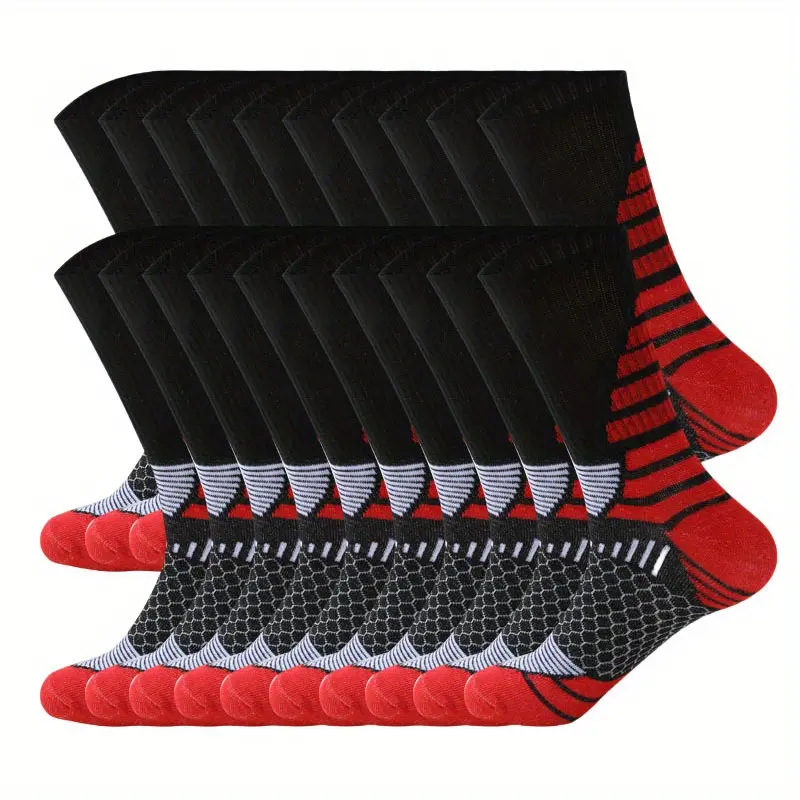 Men's Athletic Style Sports Socks, 20 Pairs Polyester Solid Color Knit Long Crew Socks with Hand Wash or Dry Clean Care Instructions