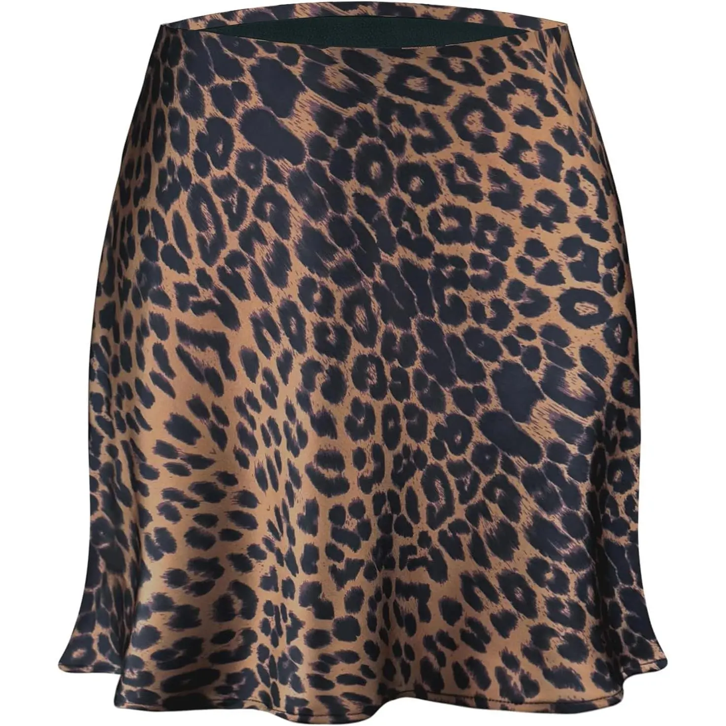 Women's High Waist Satin Mini Skirt Leopard Print Cheetah Silky Short Skirt, Hidden Elastic Waistband, Pull-On, Y2K Going Out Fall TrendyGift