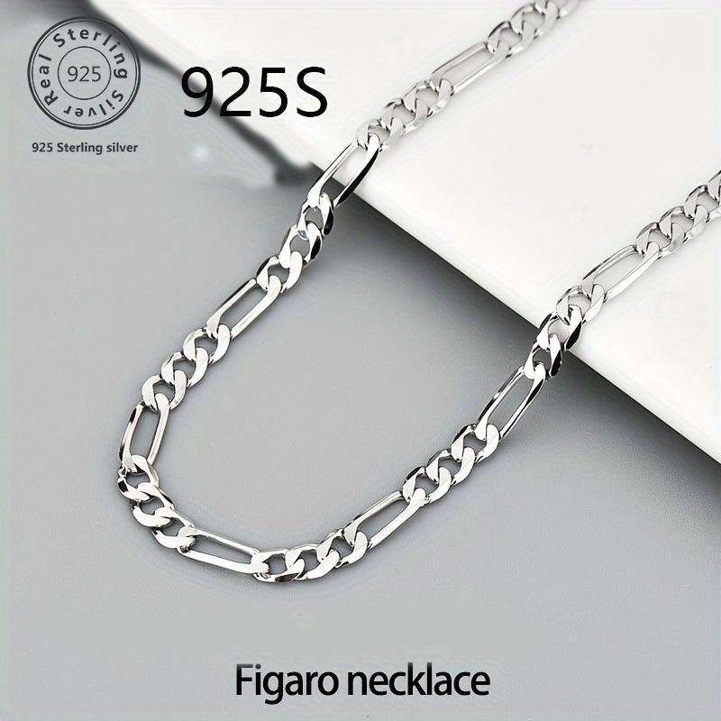 Hypoallergenic 925 Sterling Silver Figaro Necklace - Lead-Free, Nickel-Free, Mirror Polish - Italian Craft, Simple, Perfect for Valentine's Day, Graduation, and Anniversary Gifts