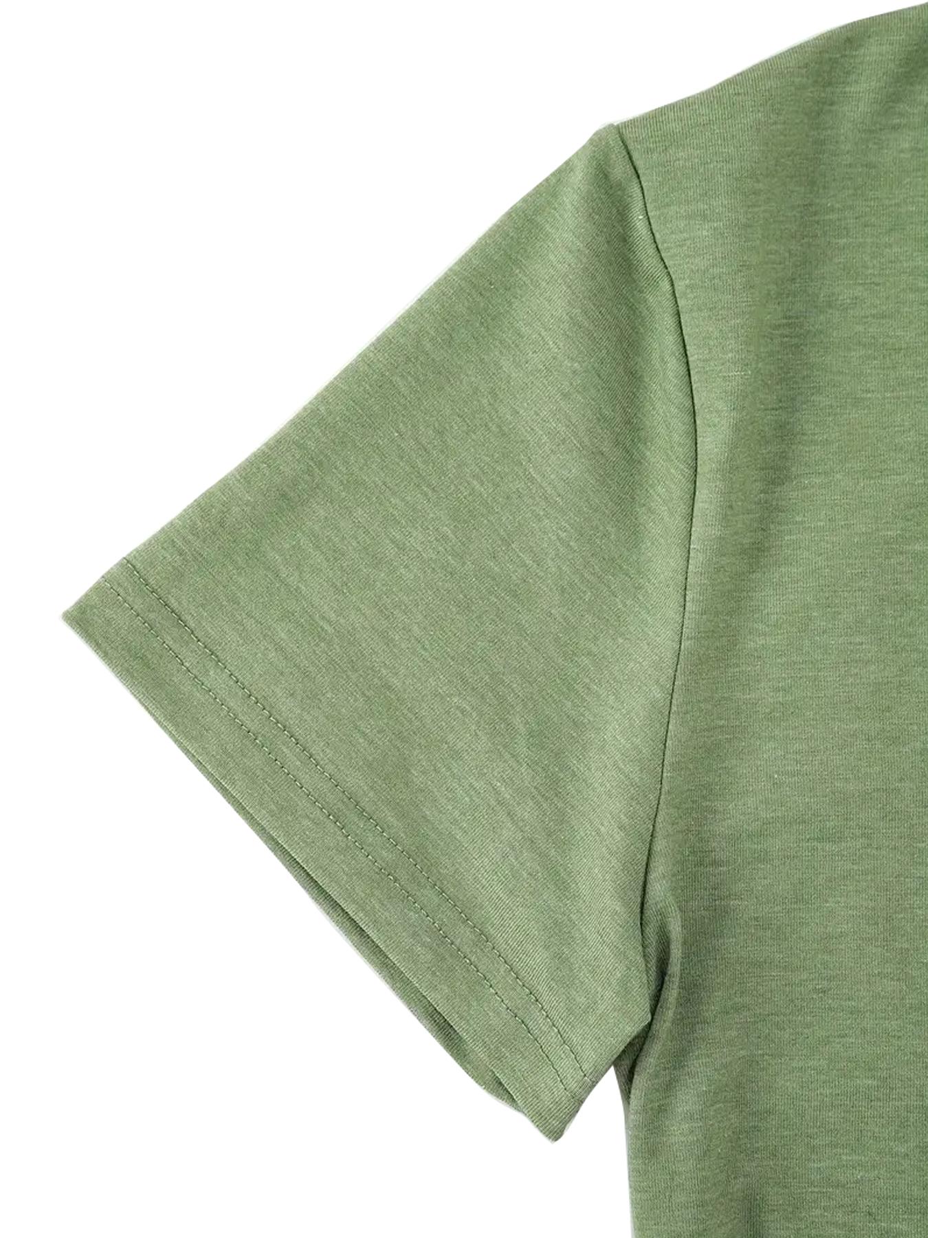 Women's Dandelion & Letter Print V Neck Tee, Casual Short Sleeve T-shirt for Summer, Ladies Clothes for Daily Wear, Top, Womenswear