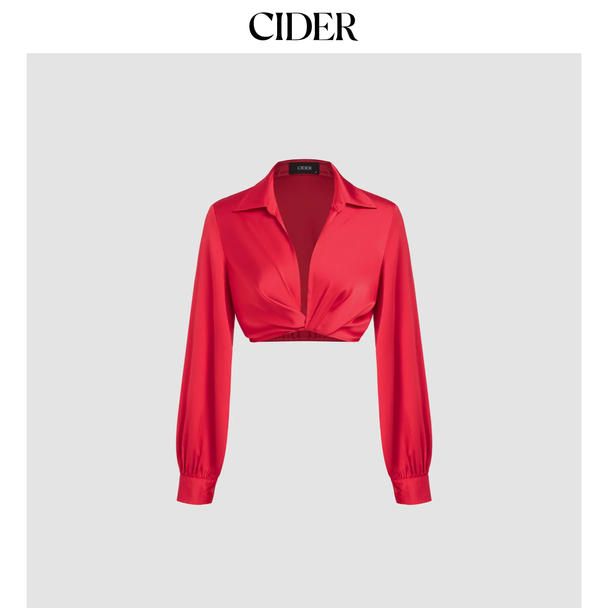 Cider [size 2-10] V-neck Solid Twist Long Sleeve Crop Shirt SummerFinds