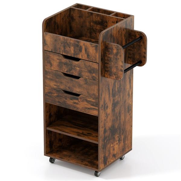 Rolling Craft Storage Cart with 3 Drawers & Adjustable Shelves, Mobile Wrapping Paper Organizer with Wheels