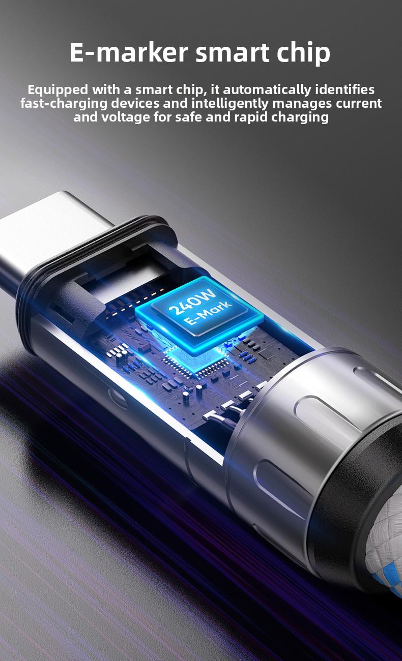 New 2-in-1 phone lanyard data cable PD240W super fast charging suitable for mobile phones and computers