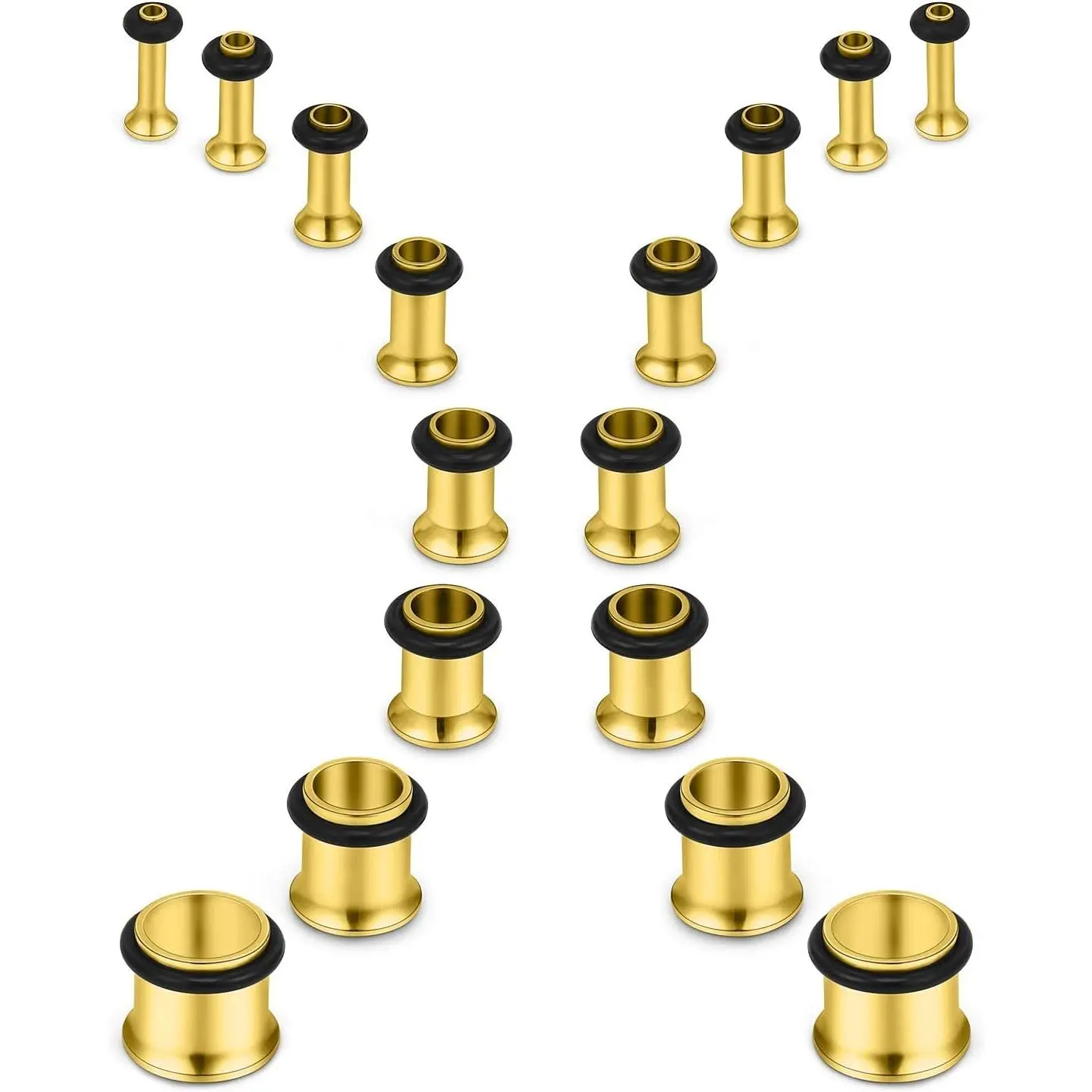 14g to 7/8in Ear Gauges Plugs Tunnels Taper Earrings Stretching Expander Kit Set for Women Men