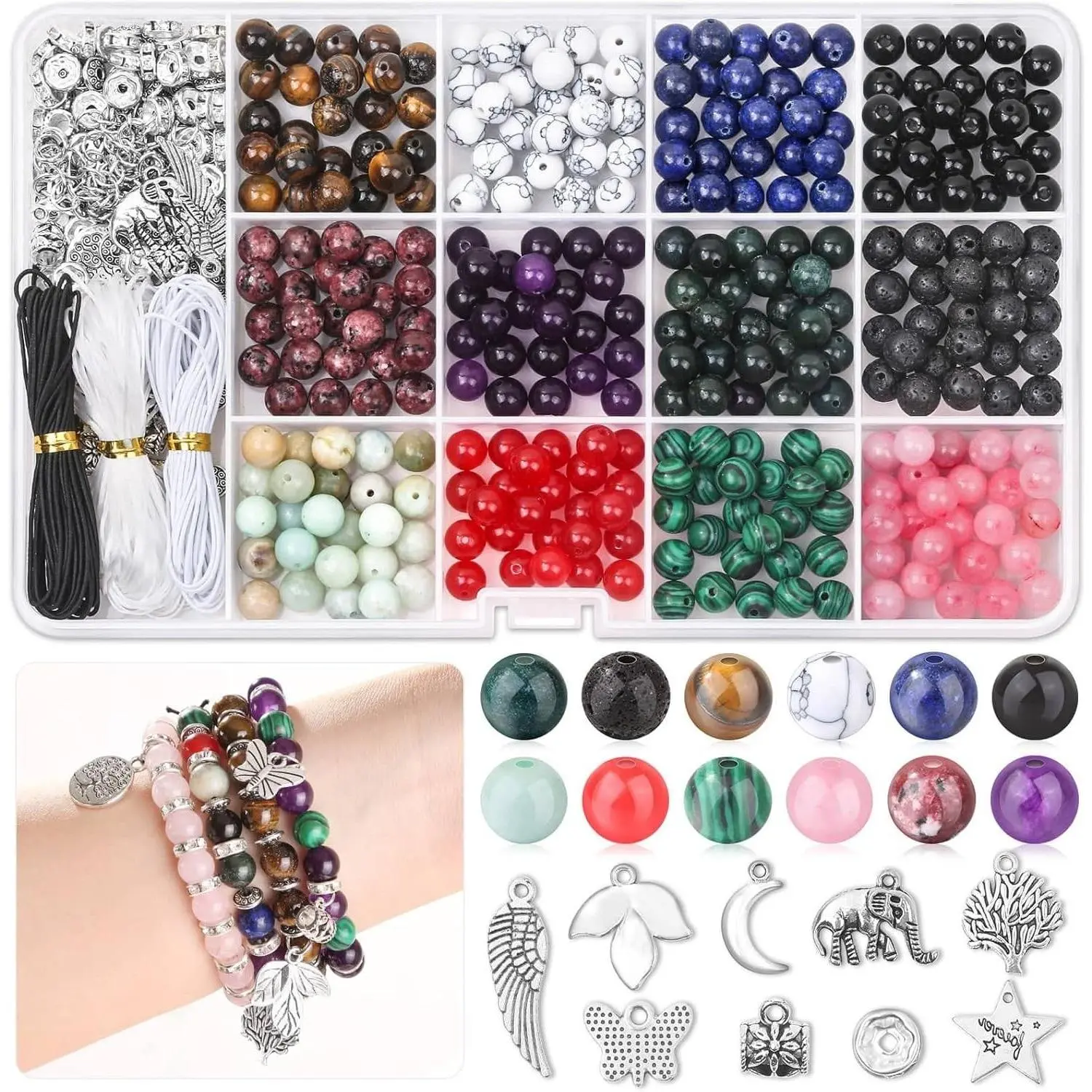 473Pcs Crystal Stone Jewelry Making Kit for Adults, Crystal Natural Healing Beads for Jewelry Making, DIY Bracelet Making Supplies