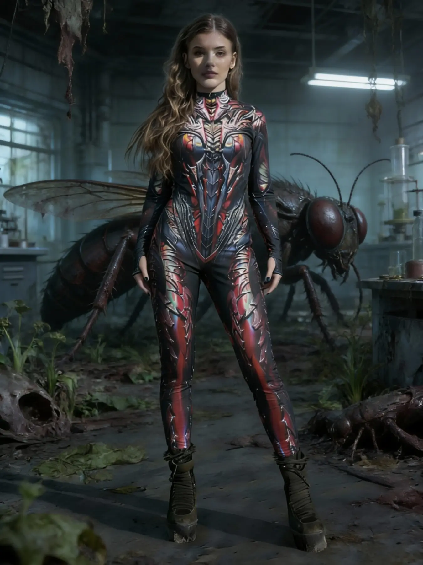 Halloween Cosplay Costume, Women's Tight-Fit Bodysuit, Magical Skull Design, Festival Party Wear, Unique Role-Playing, Festival Costumes