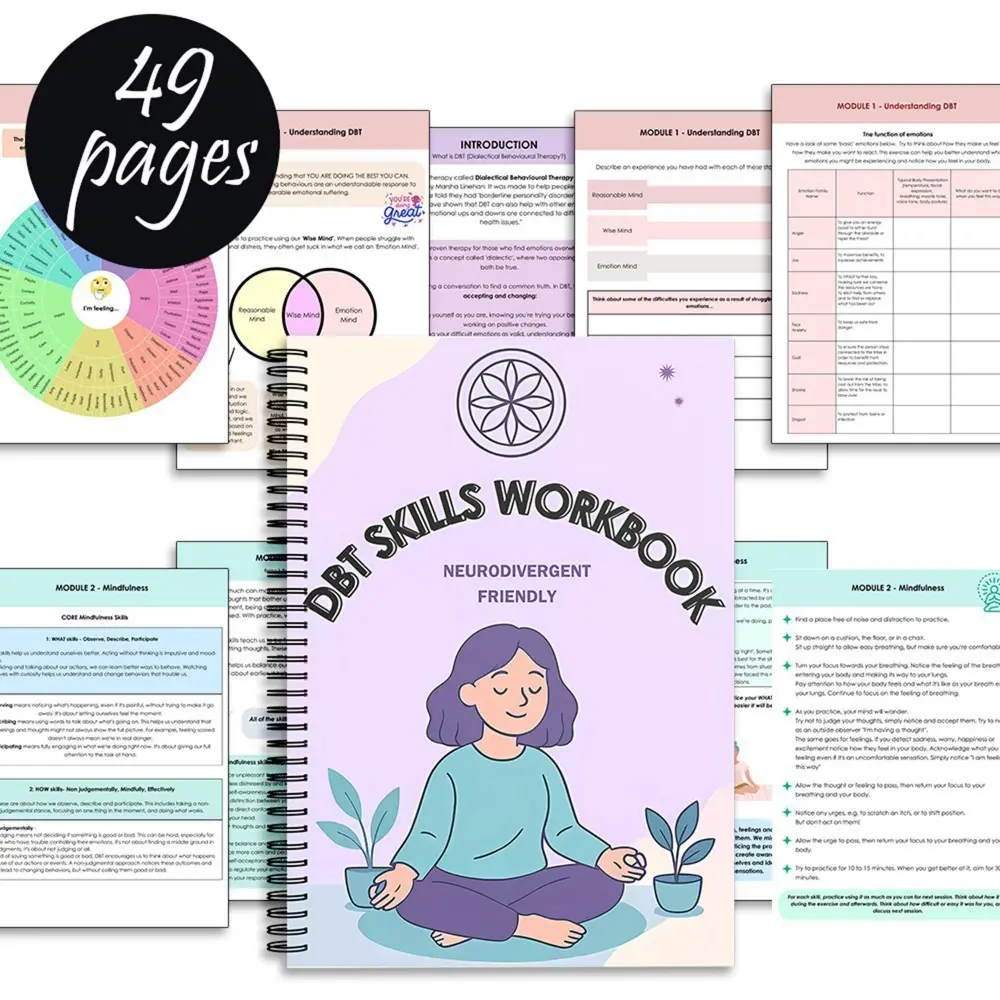 Self-Healing Dbt Skills Workbook, Emotion Regulation & Stress Relief, Daily Mental Health Practice Book, Mindfulness, Essential Self-Care Tool, Journal
