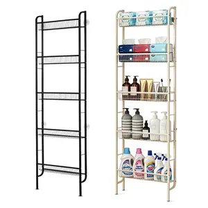 Gaomon-Tall Narrow 5-Tier Freestanding Storage Rack, Slim Space-Saving Bathroom Furniture with Anti-Slip Base, Multi-scene Organizer for Kitchen, Pantry and Laundry Room