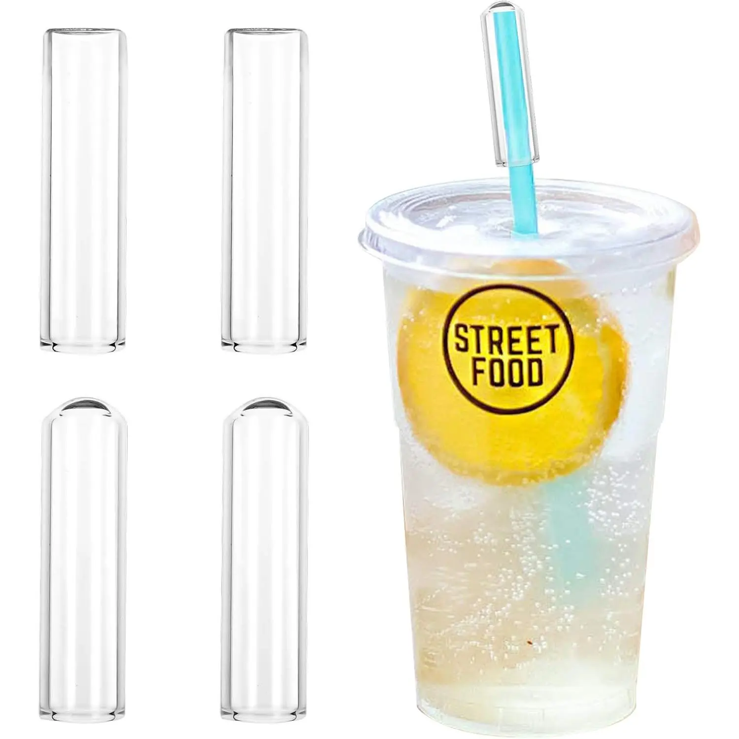 0.59 Inches Glass Straw Cap Fit the Tumblers with  and Straws, Straw Cover Clear, Keeps  the Dust Out, , ,