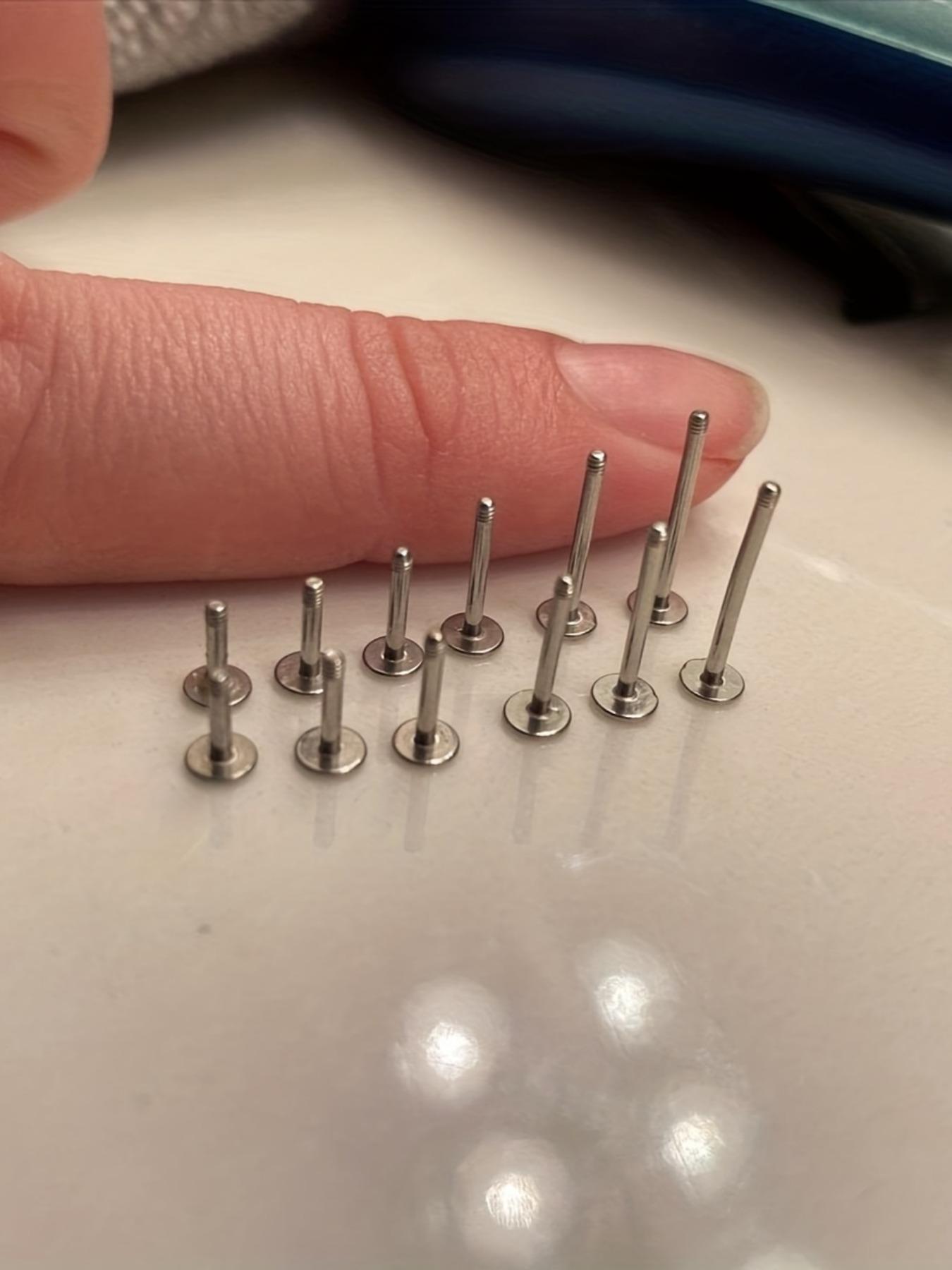 6 Pairs Stainless Steel Lip Studs, 16g Surgical Steel Tragus Cartilage Helix Earrings Studs Replacement Balls Short Lip Rings 4-12mm Conch Piercing Jewelry, Body Jewelry for Men & Women, Nose Rings