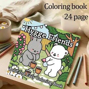 Comfortable Friend Theme Coloring Book, 24 Thick Pages, Non-Ink Bleed, Adult Meditation, Teen Relaxation, Ideal Gift for New Year, Christmas, Party