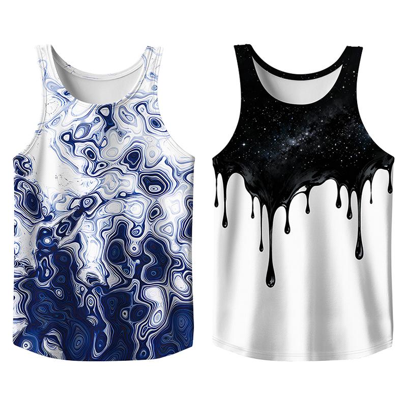 Vintage 2 Pack Oil Painting Tank Top, Trendy Menswear Funny Graphic Tees, Big and Tall Gym Workout Running Tee, Comfy Casual Sleeveless Vests