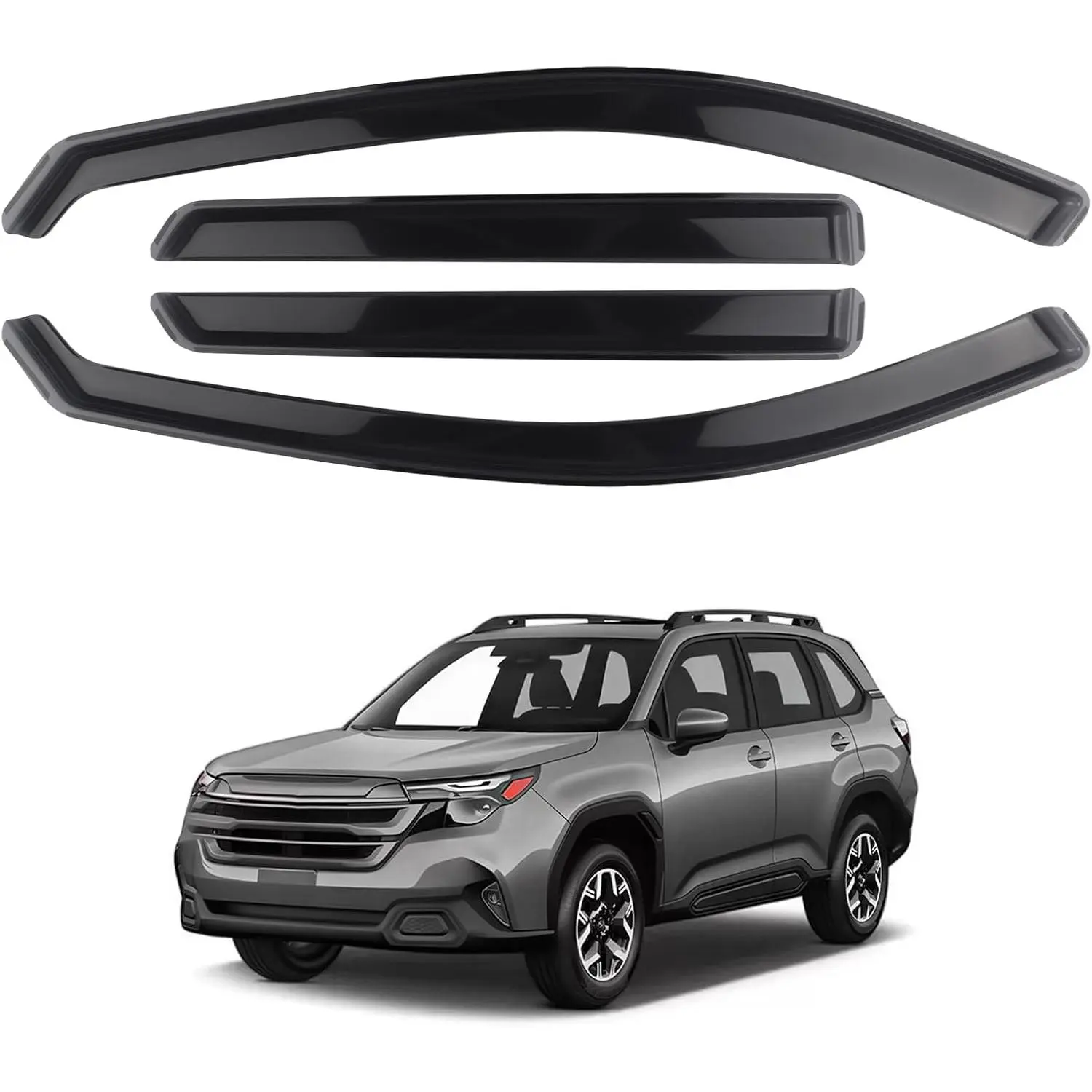 4-Piece In-Channel Reinforced Acrylic Window Visor Set with Double Sided Tape, Extra Durable Rain Protection for 2025-2026 Subaru Forester (Smoke Black)