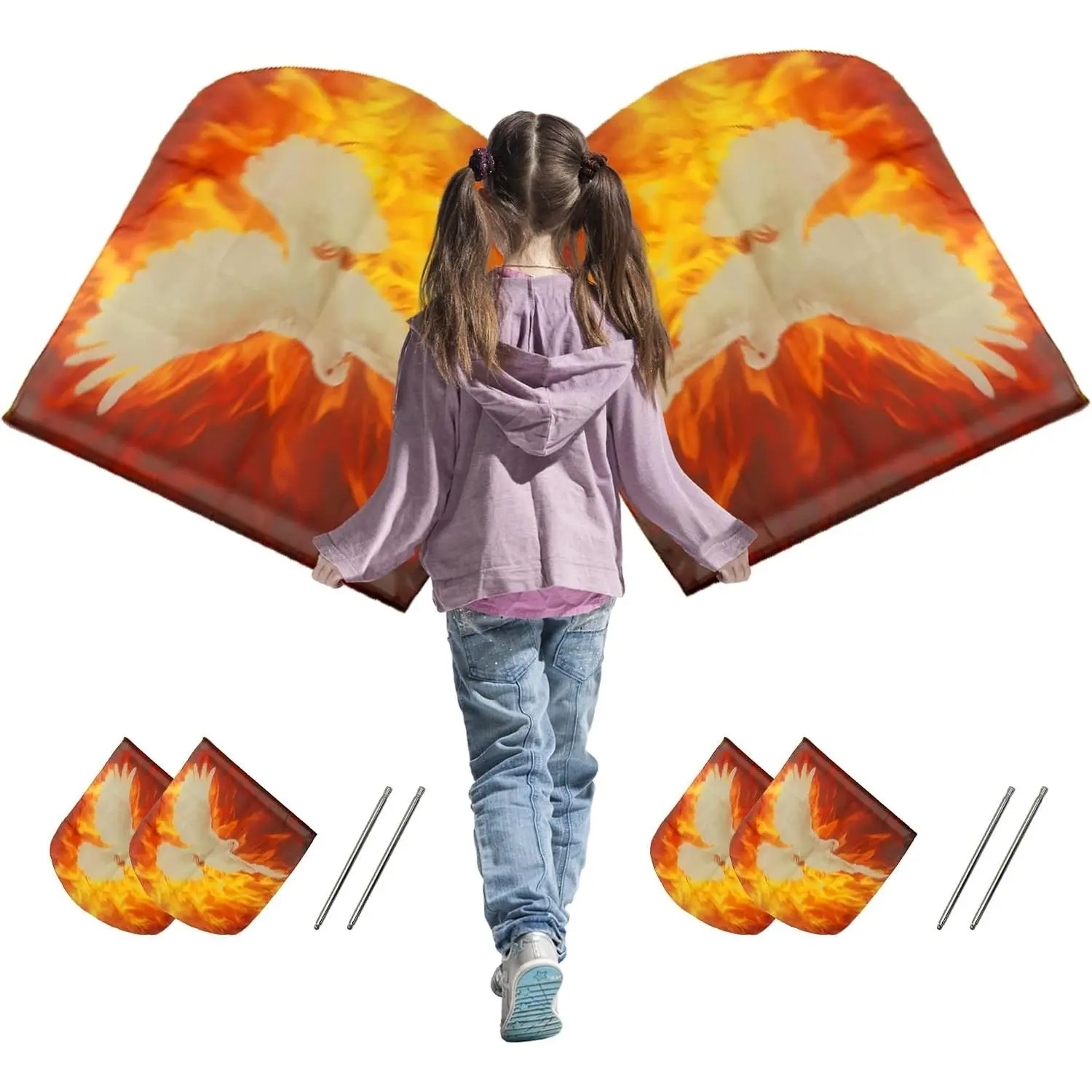 4 Pcs Set 32 inch Praise Dance Worship Flags with Scalable Rod for Adult Outdoor Practice Performance Semicircle Praise Church Flags for Worship Dance DOVE#