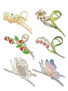 6 Pcs Hair Claw Clips for Women, Large Strong Metal Butterfly Hair Clips, Flower Hair Clips for Thick Hair, Stylish Accessories