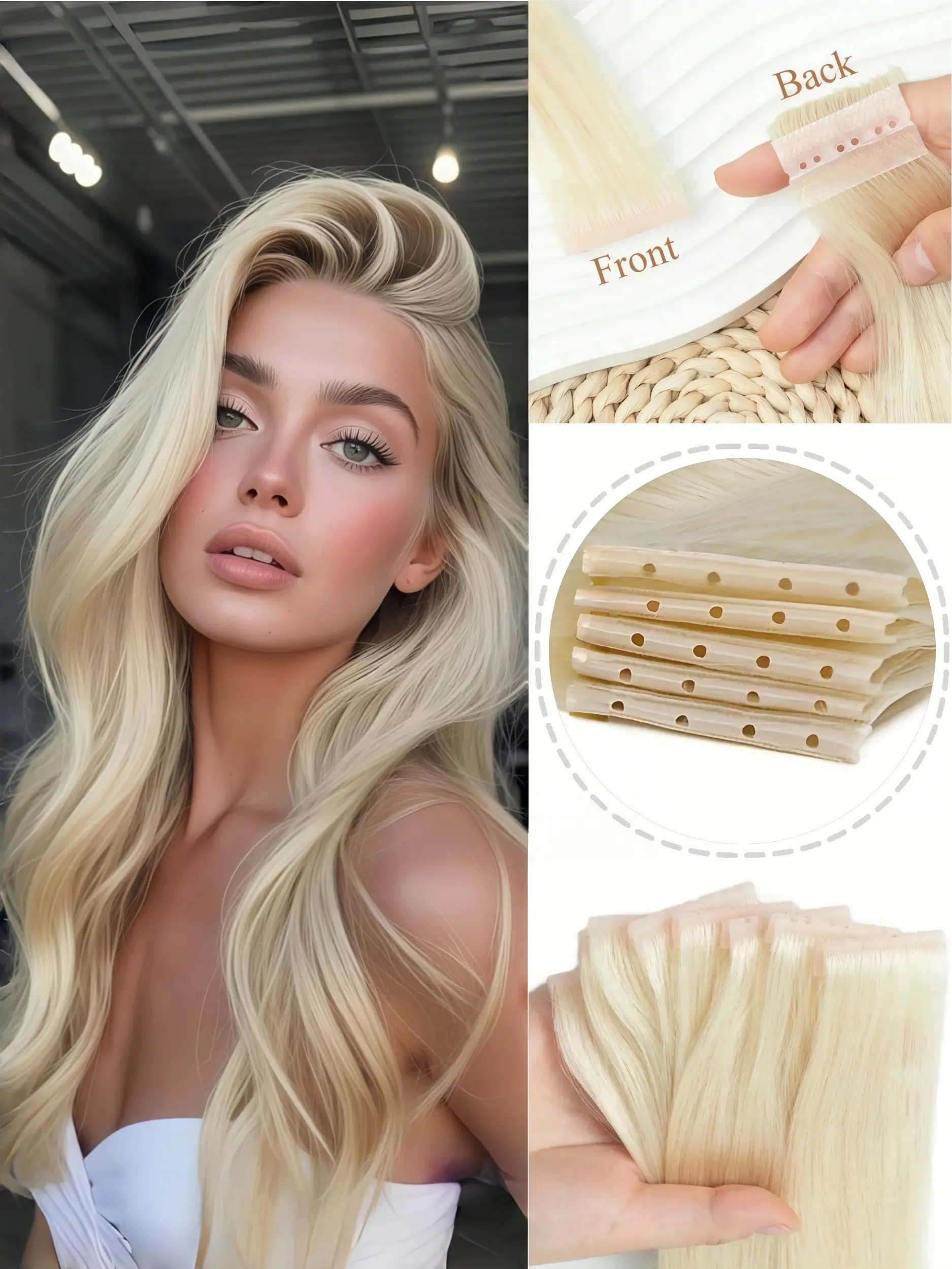 10pcs Twin Labs Human Hair Extensions, Hairpieces, Twin Tape Base, Undetectable, No Bulk, Perfect for Weddings, Festivals, Parties, Women & Girls
