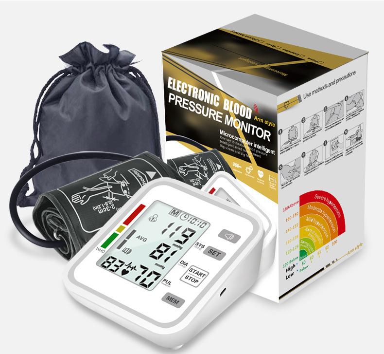 Fully Automatic Upper Arm Blood Pressure Monitor with Heart Rate Detection - Home & Medical Use  Intelligent Voice Broadcast