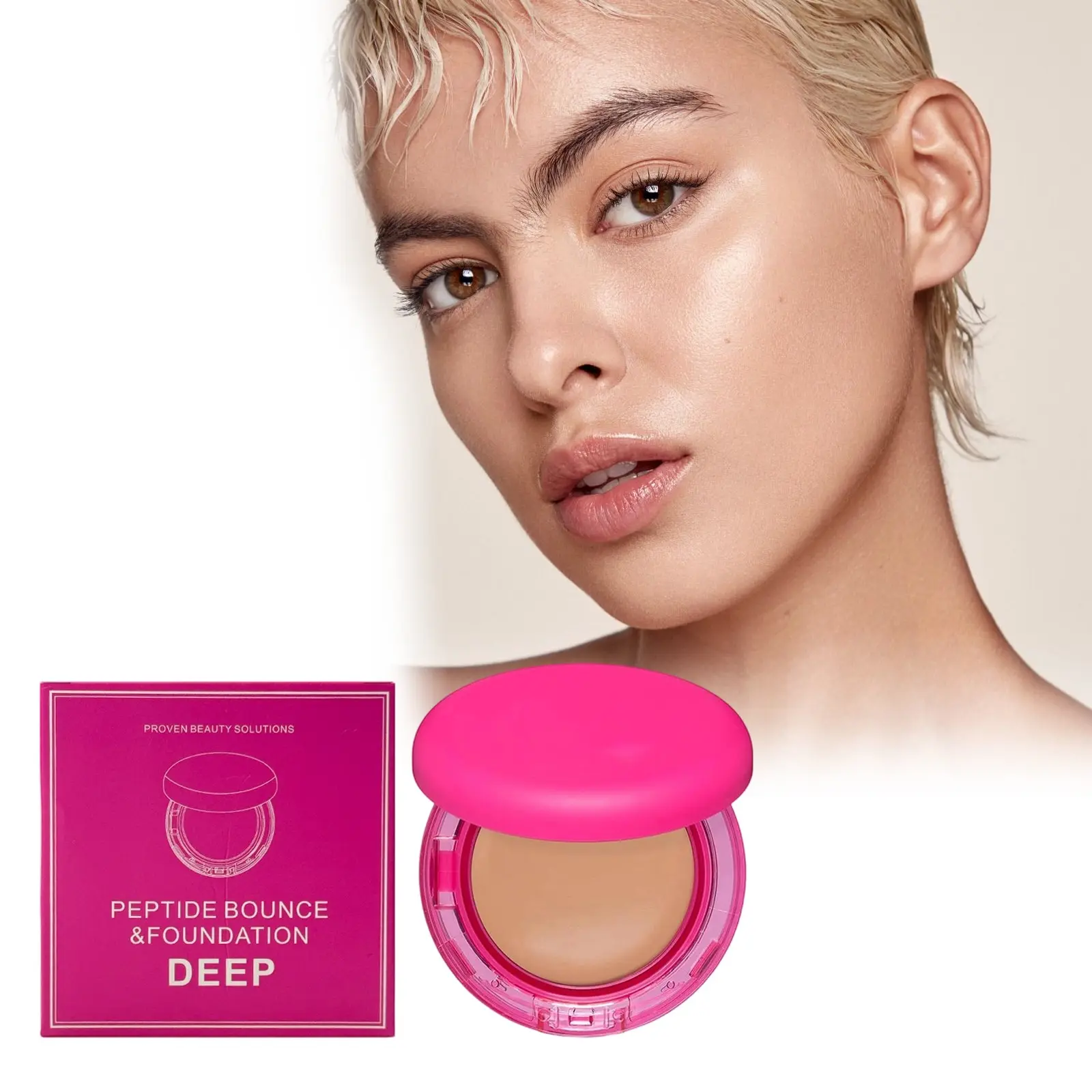 Pink Cushion Foundation, Light Concealer Cream, Hydrating Full Coverage, Smoothing, Medium Buildable Coverage, Light Concealer Cream for Older Women, All Skin Types, Deep