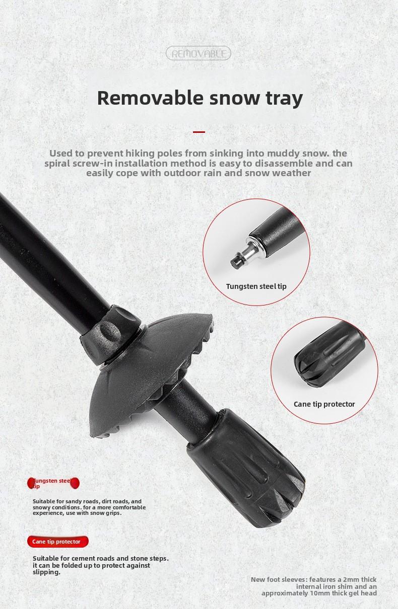 Aluminum alloy folding trekking pole, ultra-light and ultra-short, telescopic outdoor walking stick for hiking and climbing, 5-section walking pole